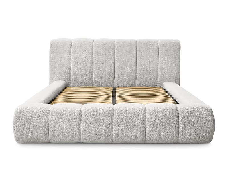 Kastenbett BOBOCHIC DENALI 160x200cm boucle-stoff hellgrau