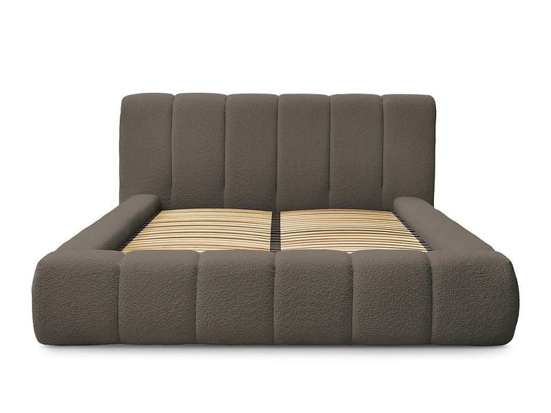 Kastenbett BOBOCHIC DENALI 180x200cm boucle-stoff rotbraun
