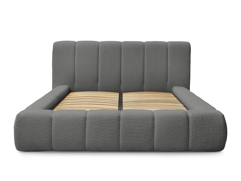 Kastenbett BOBOCHIC DENALI 180x200cm boucle-stoff dunkelgrau