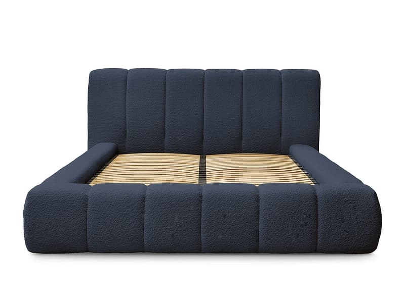 Kastenbett BOBOCHIC DENALI 180x200cm boucle-stoff dunkelblau