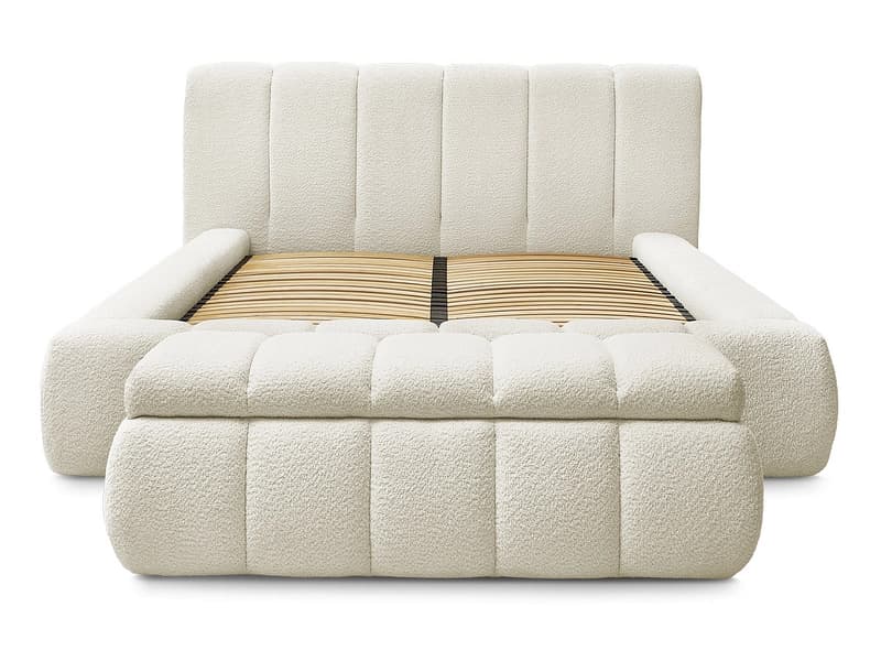 Kastenbett mit Bettkasten BOBOCHIC DENALI 160x200cm boucle-stoff weiss