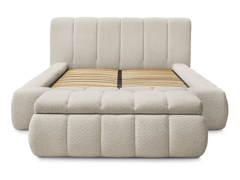Kastenbett mit Bettkasten BOBOCHIC DENALI 160x200cm boucle-stoff beige