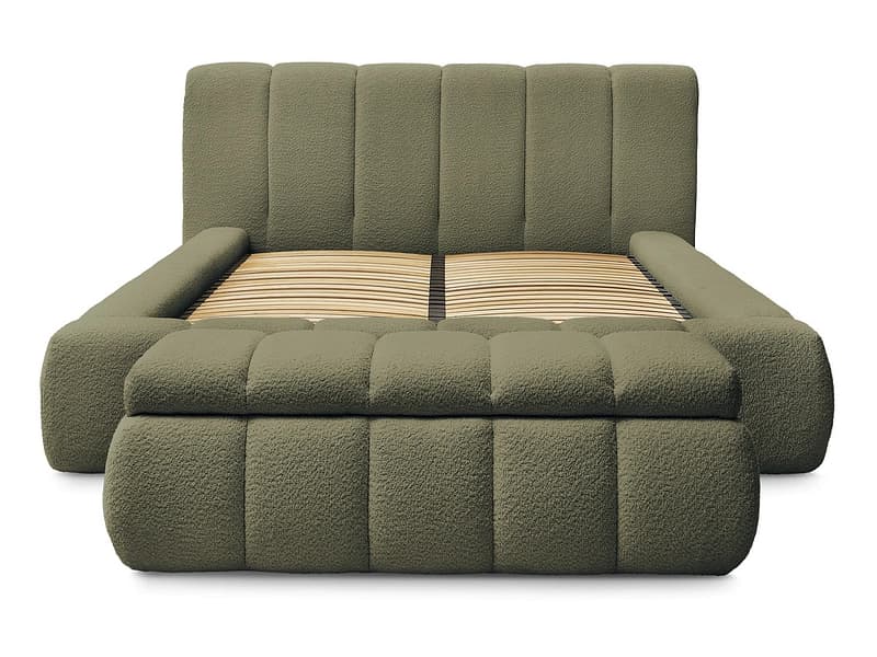 Kastenbett mit Bettkasten BOBOCHIC DENALI 160x200cm boucle-stoff grün