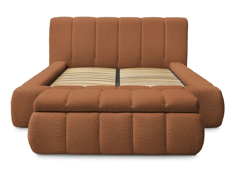 Kastenbett mit Bettkasten BOBOCHIC DENALI 180x200cm boucle-stoff orange