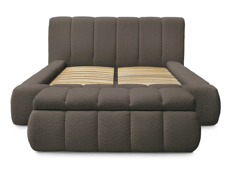 Kastenbett mit Bettkasten BOBOCHIC DENALI 180x200cm boucle-stoff rotbraun