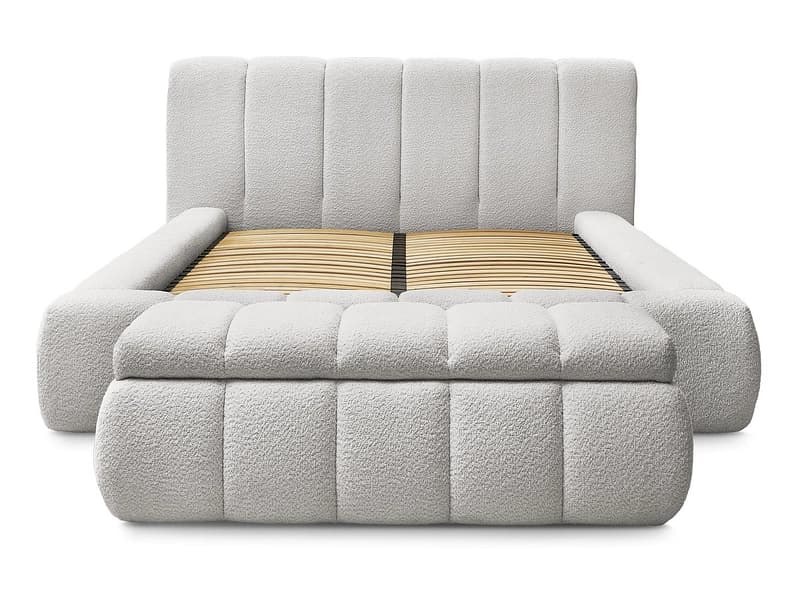 Kastenbett mit Bettkasten BOBOCHIC DENALI 180x200cm boucle-stoff hellgrau