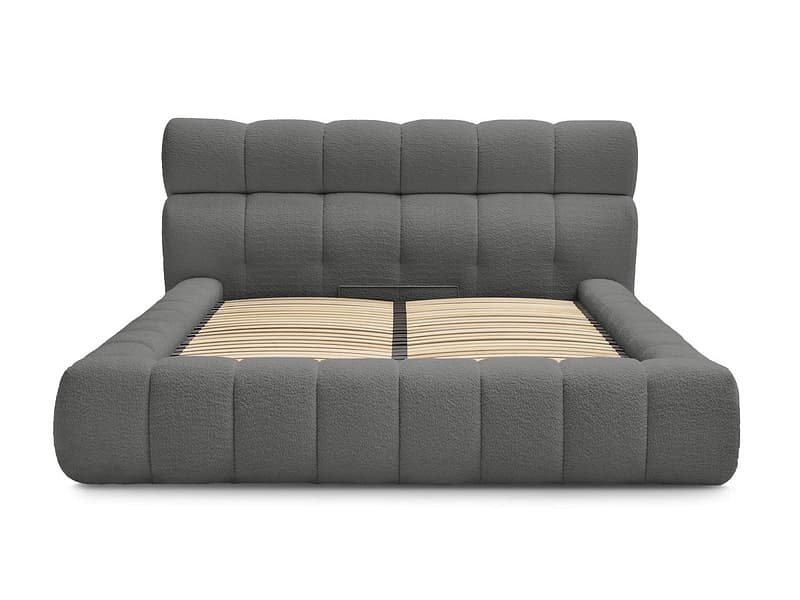 Kastenbett BOBOCHIC MONT-BLANC 160x200cm boucle-stoff dunkelgrau