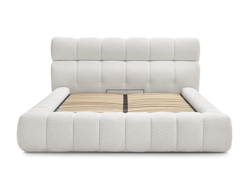 Kastenbett BOBOCHIC MONT-BLANC 180x200cm boucle-stoff weiss