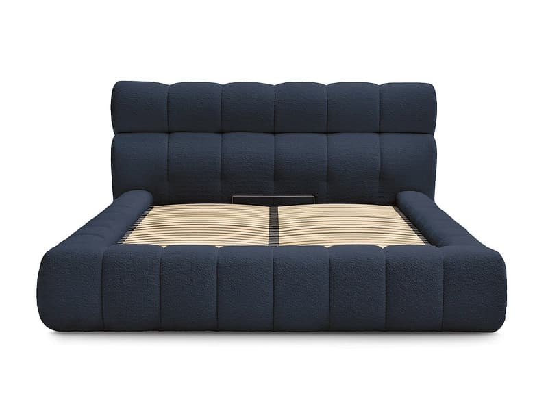 Kastenbett BOBOCHIC MONT-BLANC 180x200cm boucle-stoff dunkelblau