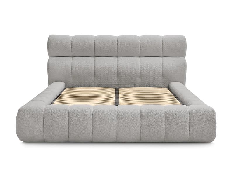 Kastenbett BOBOCHIC MONT-BLANC 180x200cm boucle-stoff hellgrau