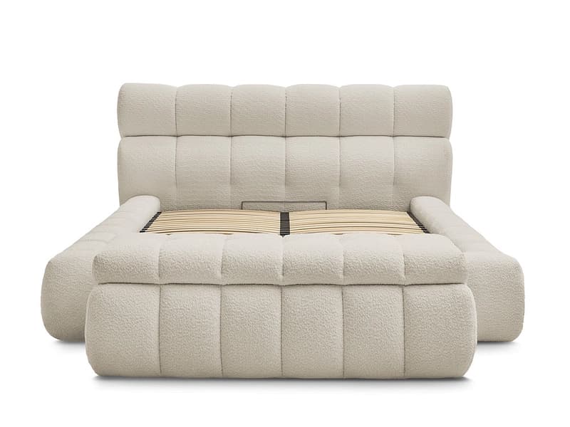 Kastenbett mit Bettkasten BOBOCHIC MONT-BLANC 160x200cm boucle-stoff beige