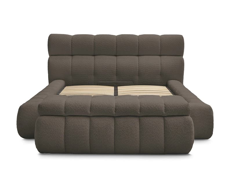 Kastenbett mit Bettkasten BOBOCHIC MONT-BLANC 160x200cm boucle-stoff rotbraun