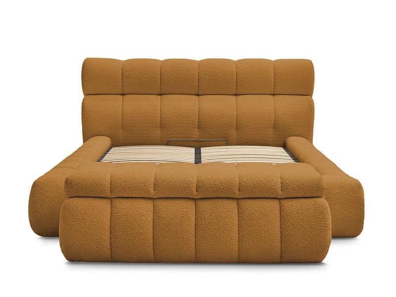 Kastenbett mit Bettkasten BOBOCHIC MONT-BLANC 160x200cm boucle-stoff gelb