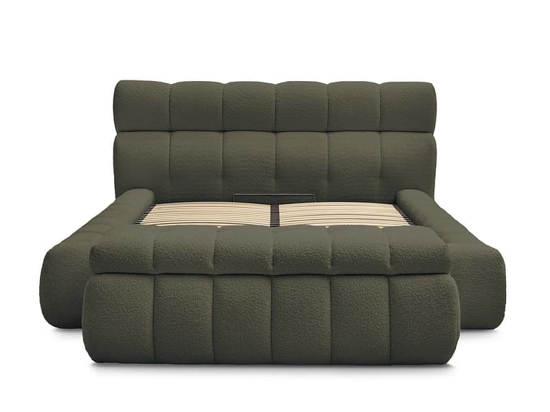 Kastenbett mit Bettkasten BOBOCHIC MONT-BLANC 160x200cm boucle-stoff grün