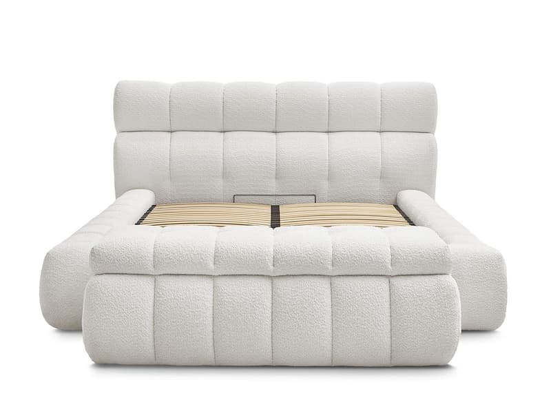 Kastenbett mit Bettkasten BOBOCHIC MONT-BLANC 180x200cm boucle-stoff weiss