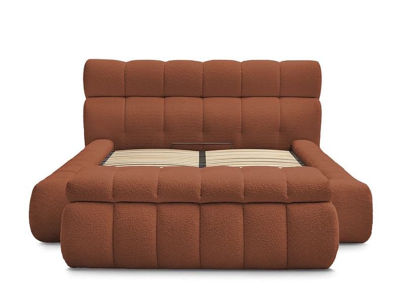 Kastenbett mit Bettkasten BOBOCHIC MONT-BLANC 180x200cm boucle-stoff orange