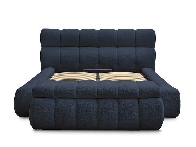 Kastenbett mit Bettkasten BOBOCHIC MONT-BLANC 180x200cm boucle-stoff dunkelblau
