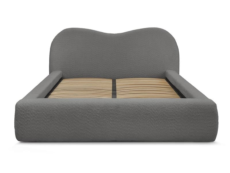 Kastenbett BOBOCHIC ORLANE 160x200cm boucle-stoff dunkelgrau