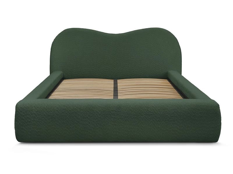 Kastenbett BOBOCHIC ORLANE 160x200cm boucle-stoff dunkelgrün
