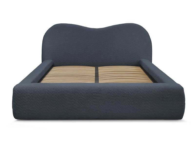 Kastenbett BOBOCHIC ORLANE 160x200cm boucle-stoff dunkelblau