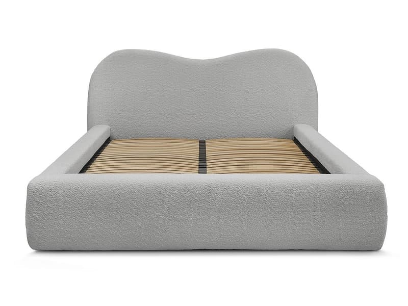 Kastenbett BOBOCHIC ORLANE 160x200cm boucle-stoff hellgrau