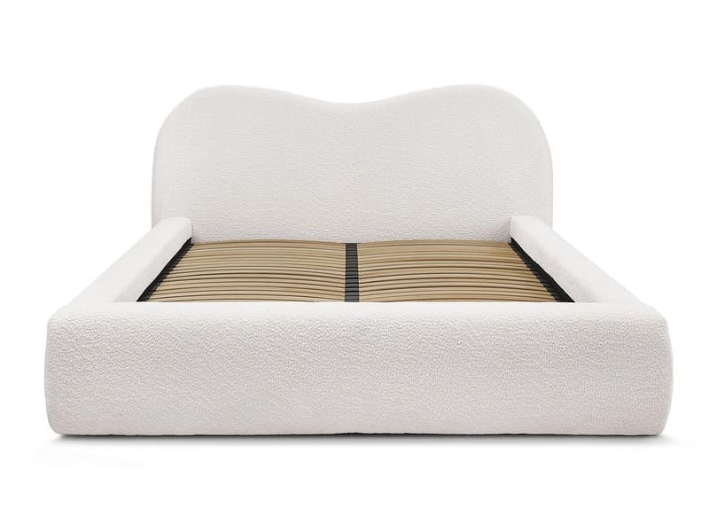Kastenbett BOBOCHIC ORLANE 180x200cm boucle-stoff weiss