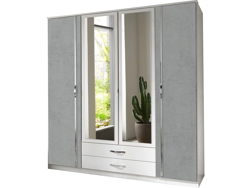 Drehtürenschrank PEMBERTON beton 4 Türen 2 Schubladen