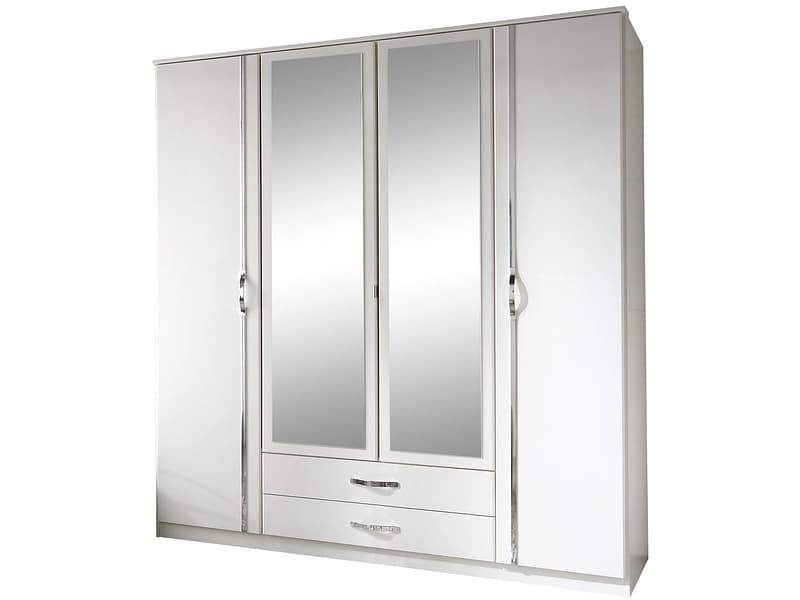 Drehtürenschrank PEMBERTON weiss 4 Türen 2 Schubladen