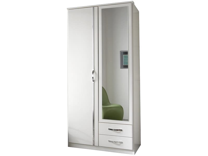 Drehtürenschrank PEMBERTON weiss 2 Türen 2 Schubladen