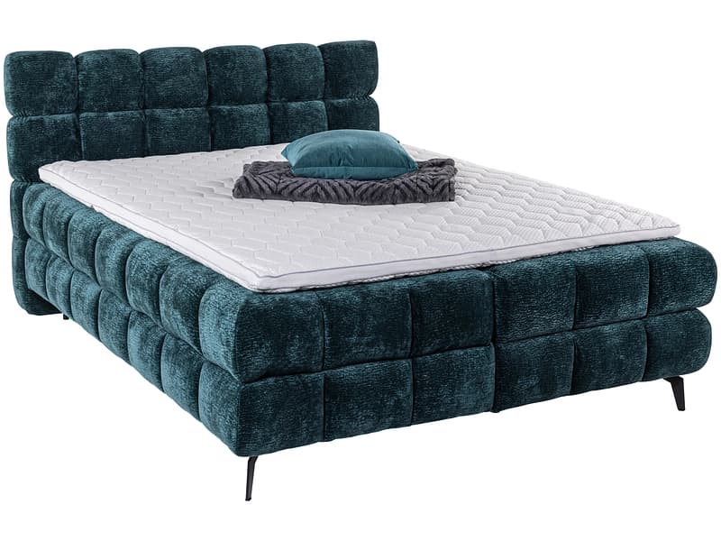 Boxspringbett BUBBLE petrol 160x200cm halbfest