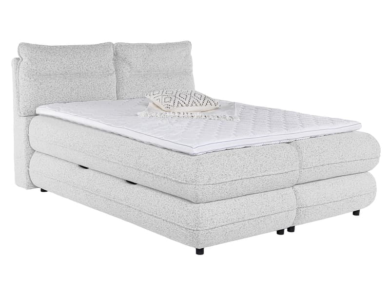 Boxspringbett NEBBIA hellgrau 180x200cm halbfest