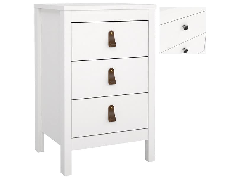 Nachttisch MADRID 3 Schubladen 43.8x38.4x70.1cm weiss matt