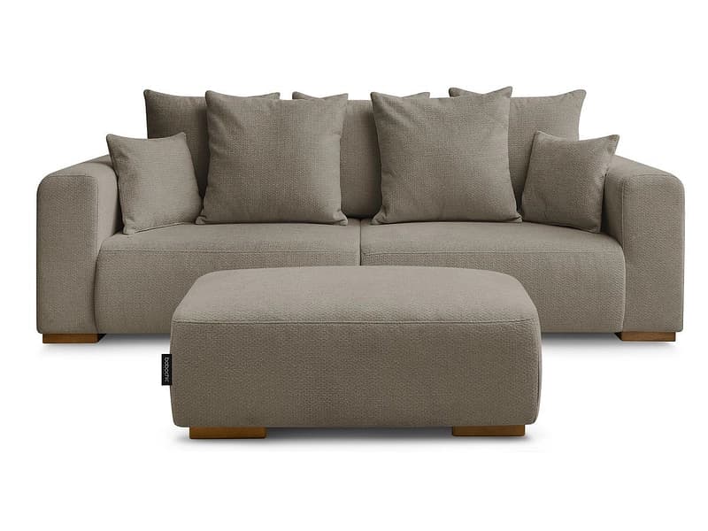 3er Sofa mit Hocker BOBOCHIC SIDONIE Stoff chiniert taupe