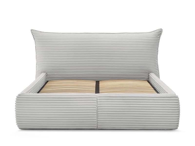 Kastenbett BOBOCHIC JADE 160x200cm cord-stoff hellgrau