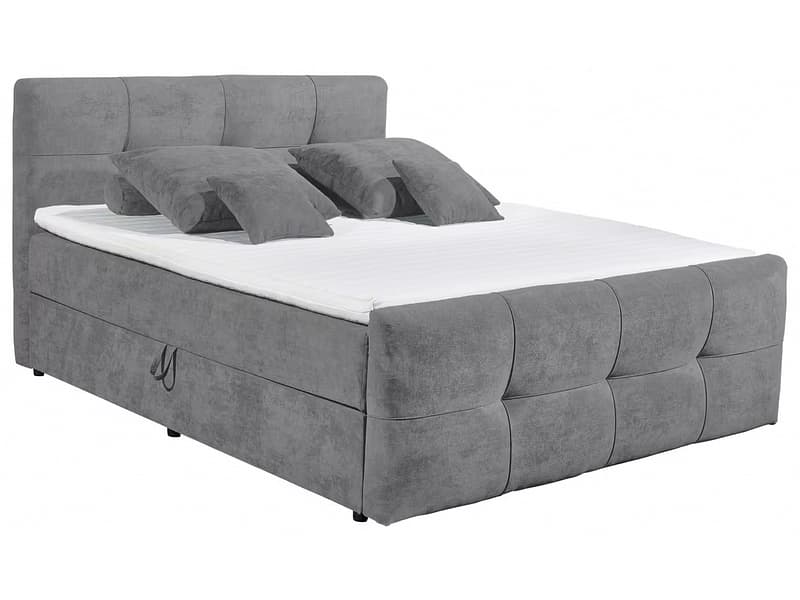 Boxspringbett OTTAWA dunkelgrau 180x200cm halbfest