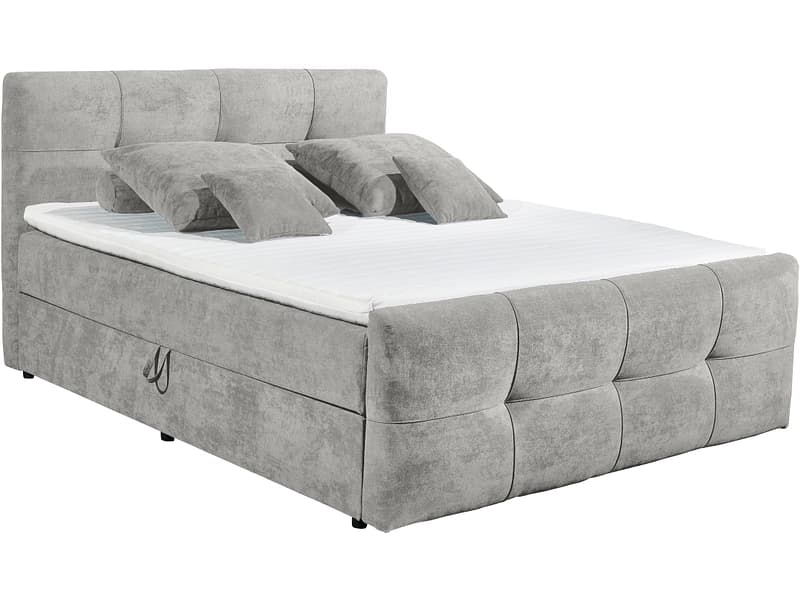 Boxspringbett OTTAWA hellgrau 180x200cm halbfest