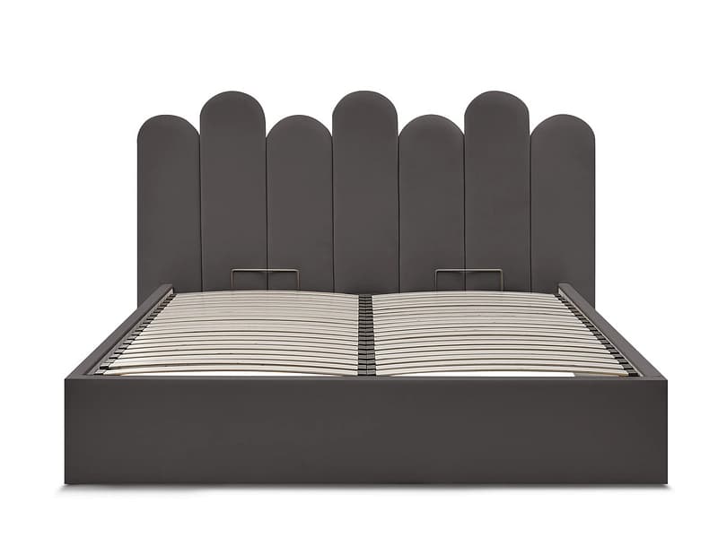 Kastenbett BOBOCHIC BADJA 160x200cm stoff dunkelgrau
