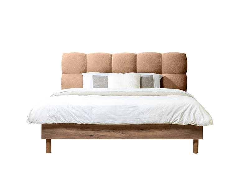 Bett BOBOCHIC KUMO 160x200cm stoff mit textur rosa