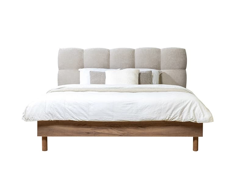 Bett BOBOCHIC KUMO 180x200cm stoff mit textur hellgrau