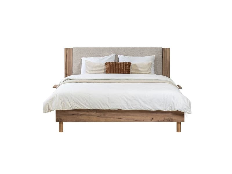 Bett BOBOCHIC LIOR 160x200cm stoff hellgrau