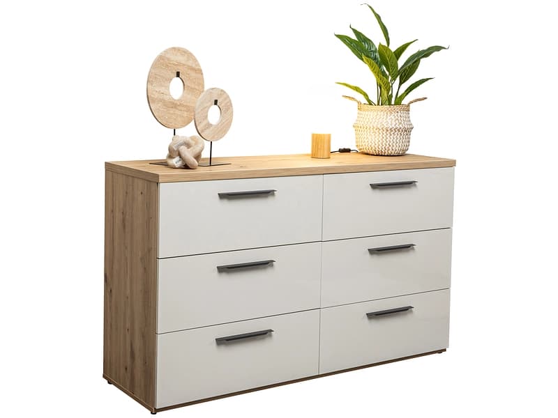 Kommode FAMOSA 6 Schubladen 44.5x136.2x62.5cm artisan eiche melamin