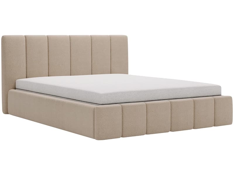 Bett CHIARA 140x200cm boucle-stoff cappuccino