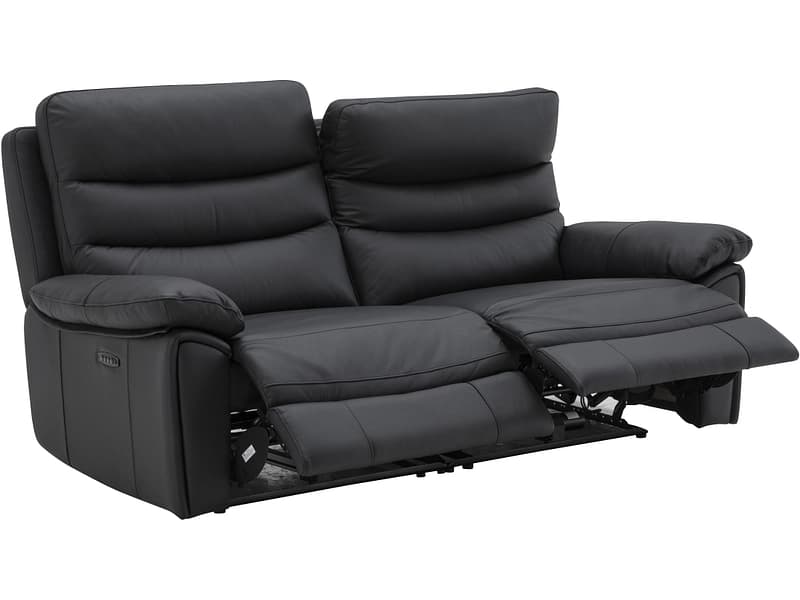 3er Sofa ROMA Echtleder schwarz