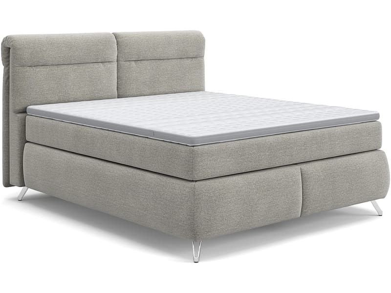 Boxspringbett SWISS HOME STYLE AMBER hellgrau 180x200cm weich / halbfest