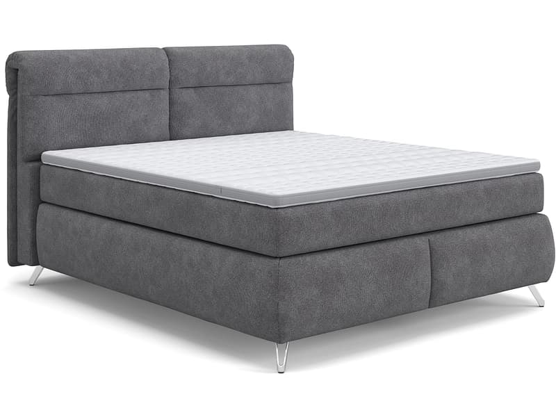 Boxspringbett SWISS HOME STYLE AMBER dunkelgrau 180x200cm weich / halbfest