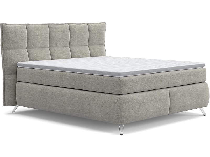 Boxspringbett SWISS HOME STYLE AGATA hellgrau 160x200cm weich / halbfest