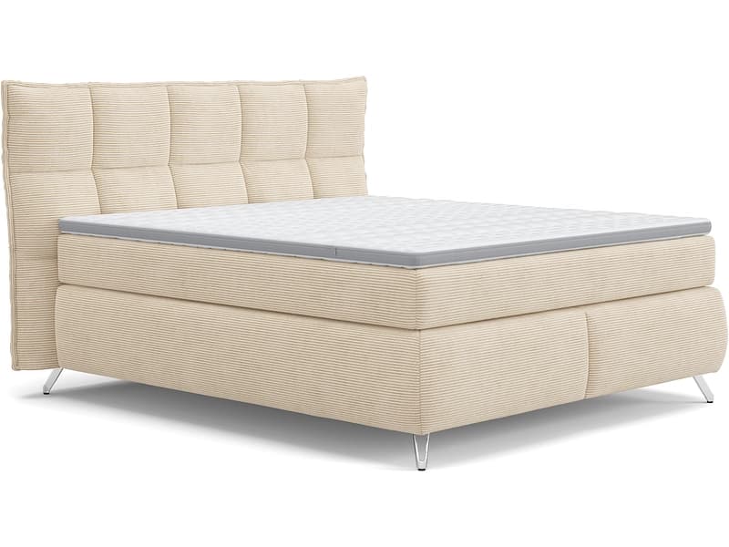 Boxspringbett SWISS HOME STYLE AGATA beige 160x200cm halbfest / fest