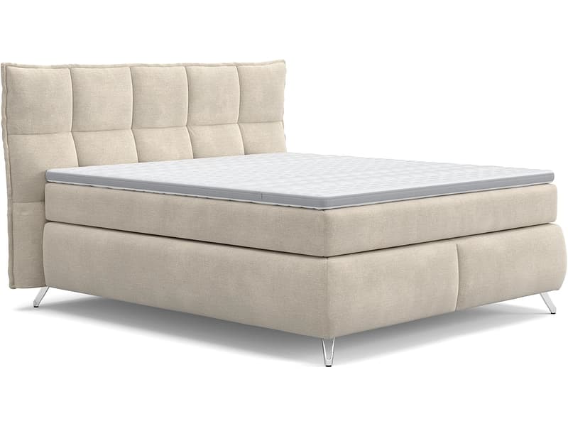 Boxspringbett SWISS HOME STYLE AGATA beige 160x200cm halbfest