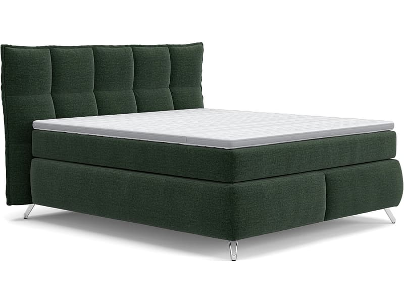 Boxspringbett SWISS HOME STYLE AGATA dunkelgrün 180x200cm halbfest / fest
