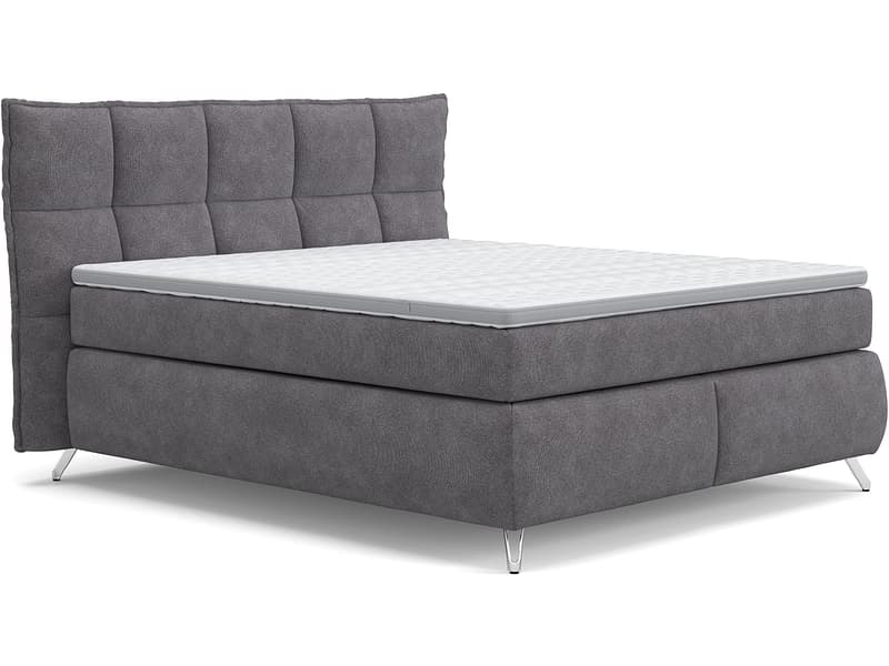 Boxspringbett SWISS HOME STYLE AGATA dunkelgrau 180x200cm halbfest